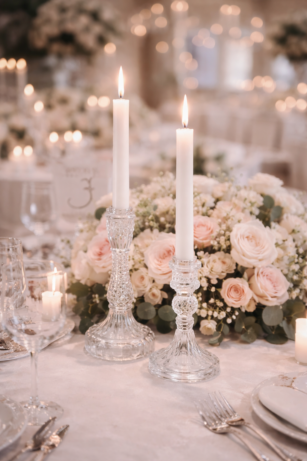 Üveg gyertyatartó pár