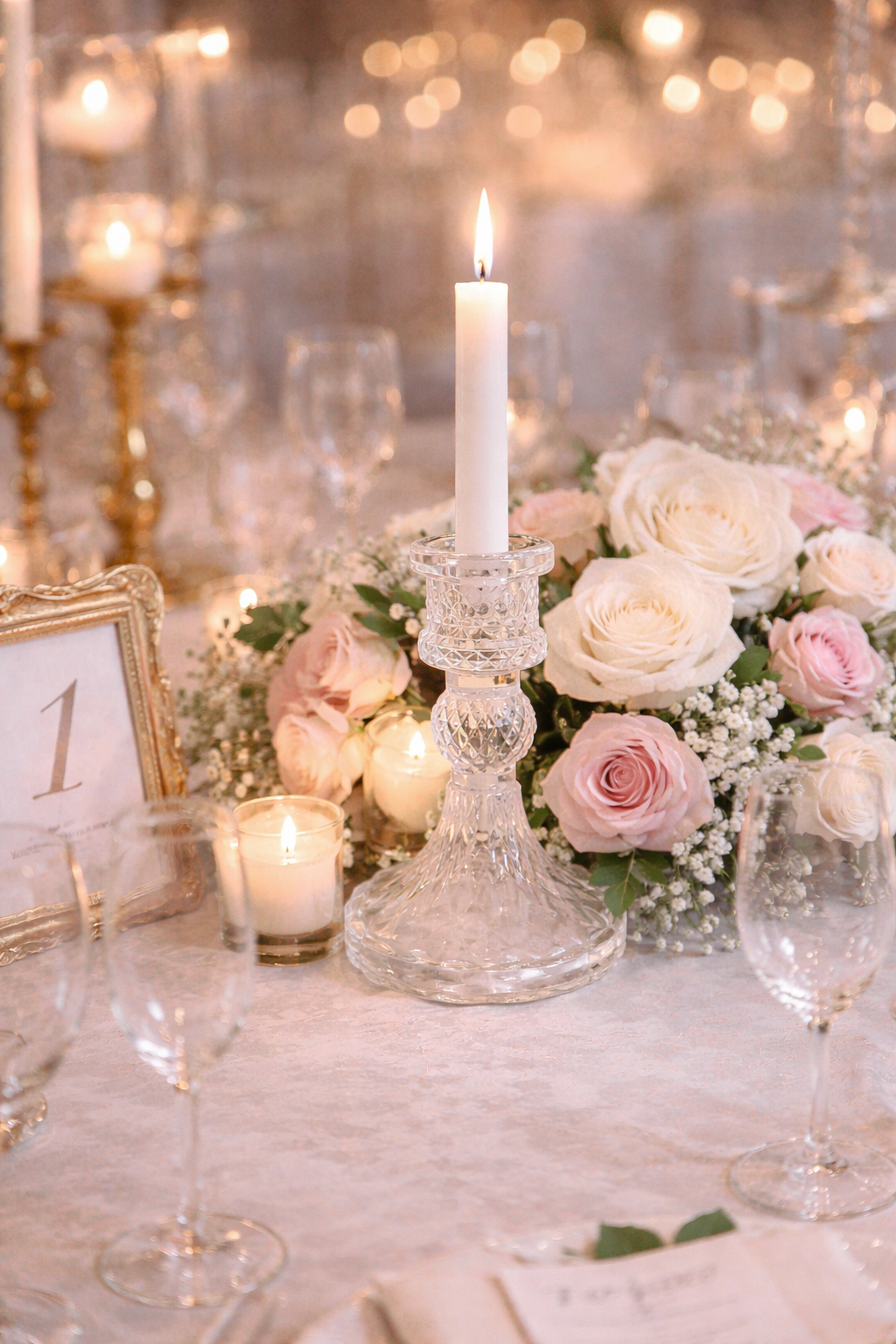 Üveg gyertyatartó, kicsi