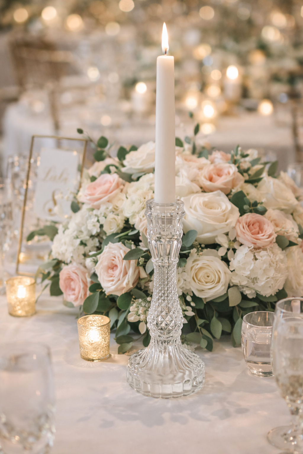 Üveg gyertyatartó, nagy